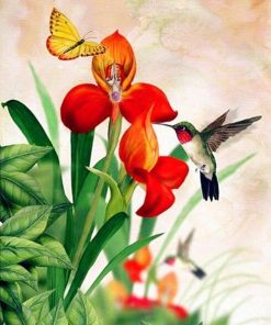 Orchid And Hummingbird Paint by numbers