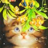 Adorable Cat Watching Yellow Clown fishes Paint by numbers