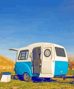 Aesthetic Blue Camper Paint by numbers