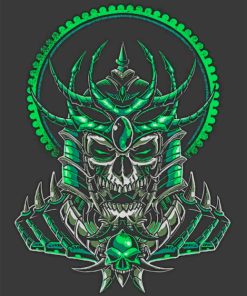 Green Skull paint by numbers