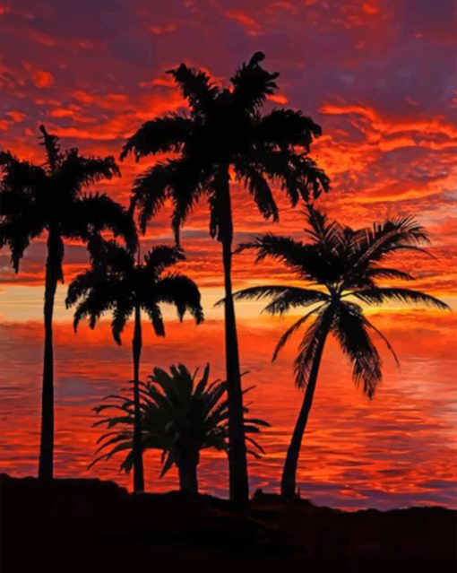 Palms Silhouette paint by numbers