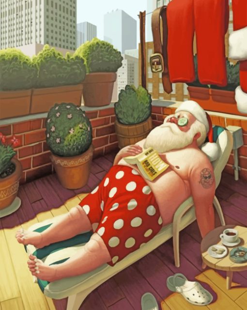 Santa Enjoying The Sun Paint by numbers