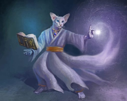 White Magic Cat Paint by numbers