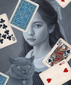 Cards Woman And Cat Paint by numbers
