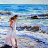 Beautiful Girl Walking On Beach paint by number