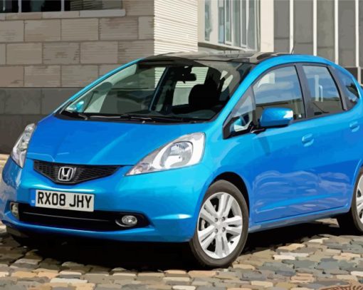 Blue Honda Jazz paint by number