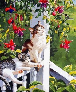 Cats And Hummingbird paint by number