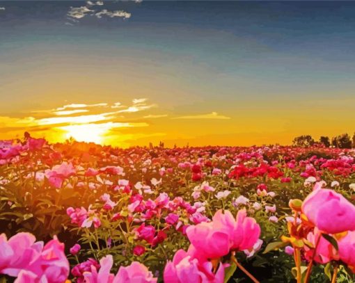 Flower Garden At Sunset paint by number