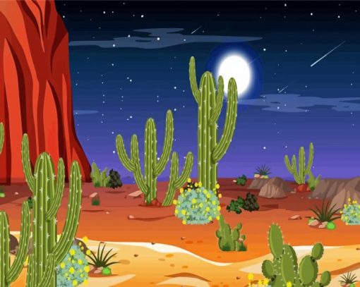 Illustration Southwest Desert Scene paint by number