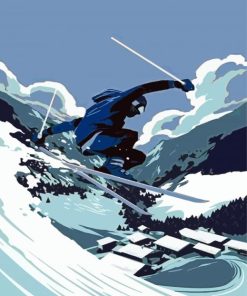 Illustration Vintage Ski paint by number