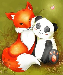 Panda And Fox paint by number