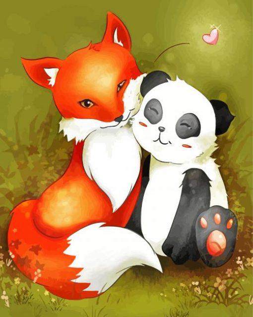 Panda And Fox paint by number
