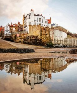 Robin Hoods Bay Building Reflection paint by number