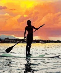 Stand Up Paddle Silhouette paint by number