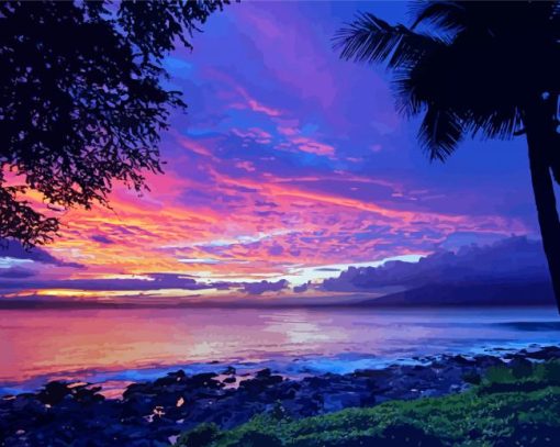 Sunset At Napili Maui paint by number