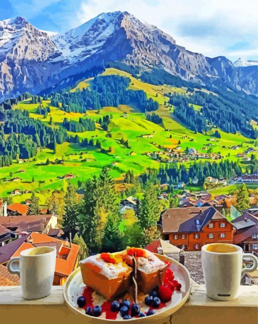 Tasty Breakfast By The Swiss Mountains paint by number