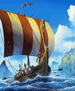 The Viking Ship In The Sea paint by number