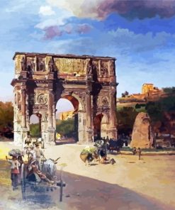 Triumphal Arch In Rome Andreas Achenbach paint by number