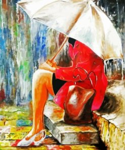 Waiting Girl In The Rain paint by number