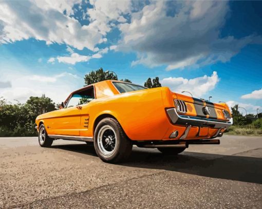 Orange 66 Ford Mustang paint by number