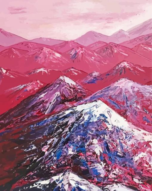 Abstract Red Mountains paint by number