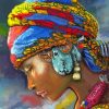 Abstract Lady With African Headdress paint by number