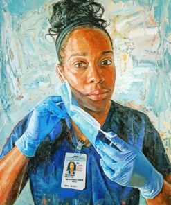 Aesthetic African American Nurse Art paint by number