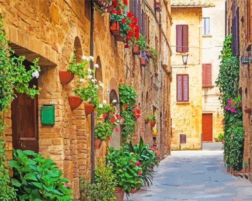 Aesthetic Old Town Street In Italy paint by number