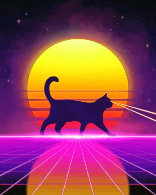 Aesthetic Retro Cat paint by number