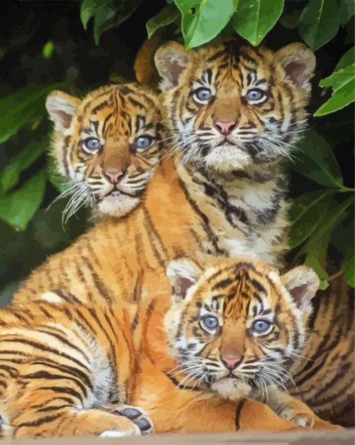 Aesthetic Three Little Tigers paint by number