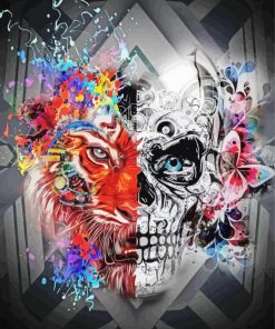 Aesthetic Tiger And Skull paint by number