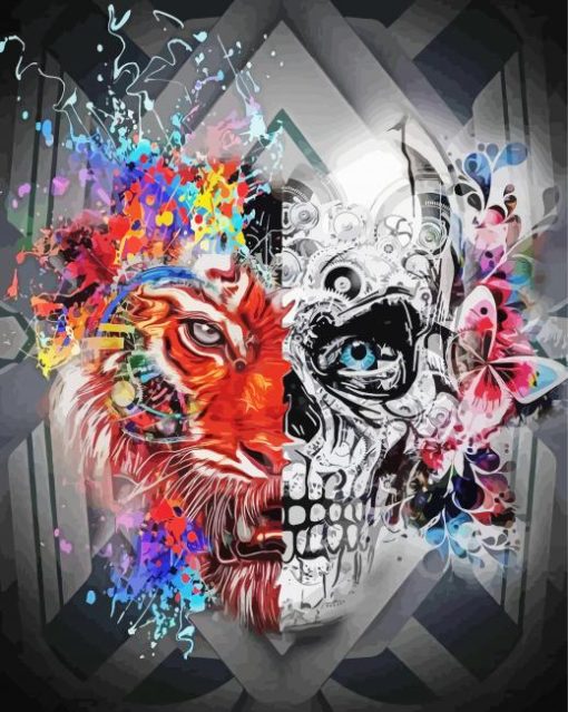 Aesthetic Tiger And Skull paint by number