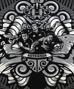 All Blacks Poster Art paint by number