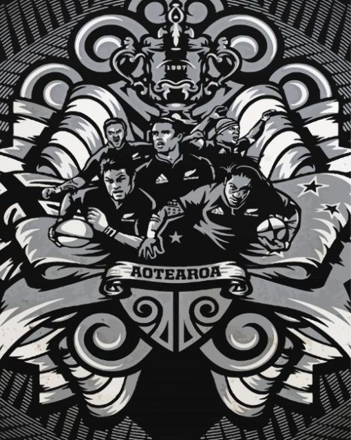 All Blacks Poster Art paint by number