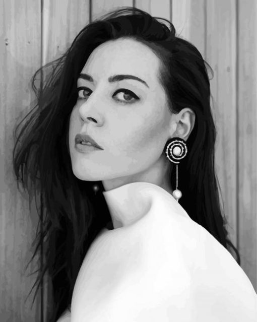 Aubrey Plaza In Black And White paint by number