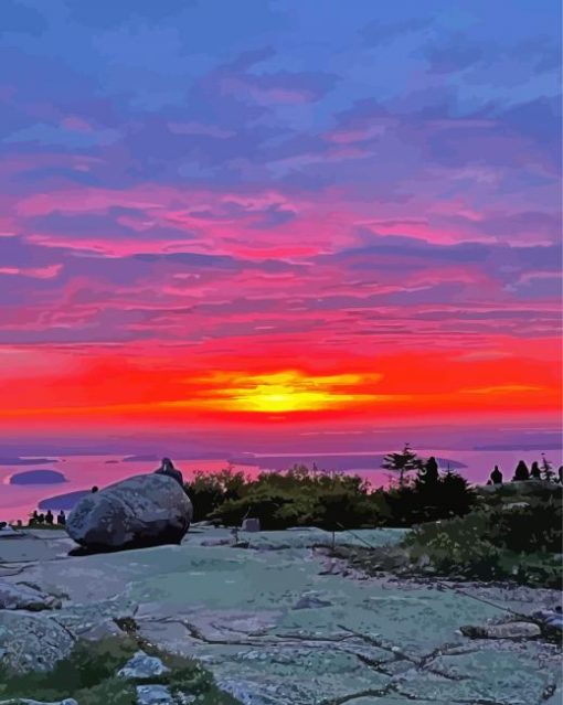 Beautiful Sunset In Acadia Mountain paint by number