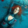 Beautiful Red Hair Woman In Water paint by number