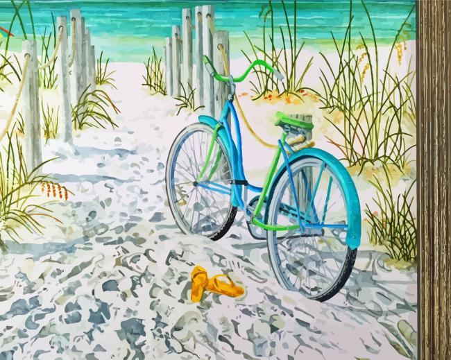 Bicycle On Beach paint by number
