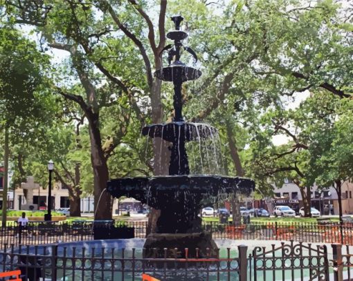 Bienville Square Fountain paint by number