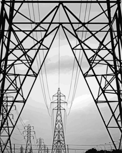 Black And White Powerlines paint by number