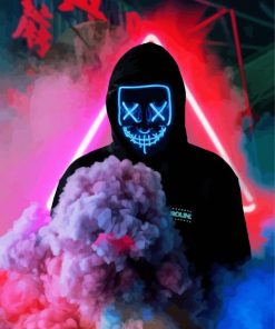 Boy With Neon Mask And Smokes paint by number