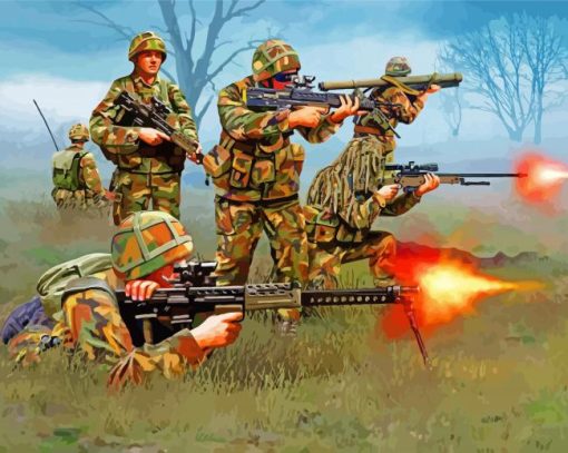 British Army In Battle paint by number