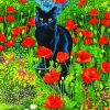 Cat In Poppy Garden paint by number