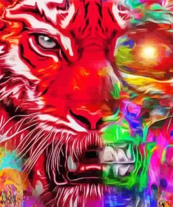 Colorful Tiger And Skull paint by number
