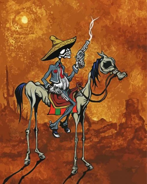 Cowboy Skull And Horse paint by number