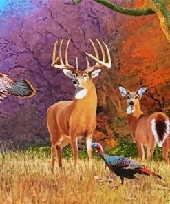 Deer And Turkey Art paint by number