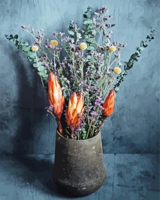 Dried Flowers Vase paint by number