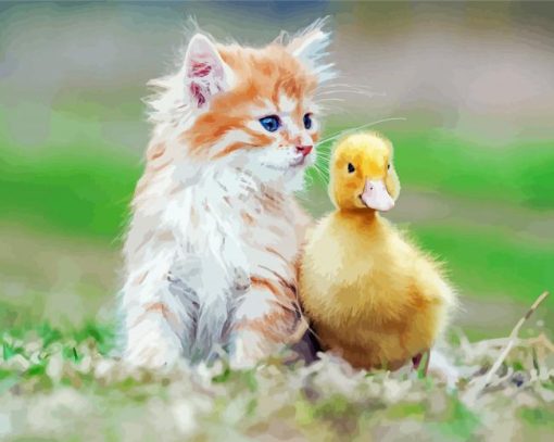 Duck And Cat Animal paint by number