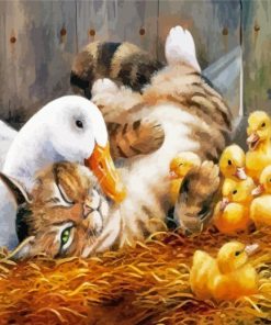 Duck And Cat Friends paint by number