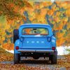 Fall With Blue Truck Water Reflection paint by number